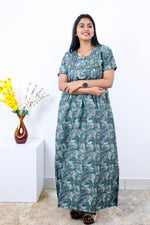 MANGAI Premium Cotton Printed Pleated Model Half Sleeve 3XL Size Nighties - Fancy Neck | With Side Pocket |Shrinkage Free Nighties | Trendy Collection's for Stylish Women's (3PZZ)