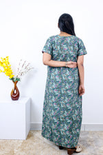 MANGAI Premium Cotton Printed Pleated Model Half Sleeve 3XL Size Nighties - Fancy Neck | With Side Pocket |Shrinkage Free Nighties | Trendy Collection's for Stylish Women's (3PZZ)