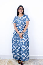 MANGAI Premium Cotton Printed Pleated Model Half Sleeve 3XL Size Nighties - Fancy Neck | With Side Pocket |Shrinkage Free Nighties | Trendy Collection's for Stylish Women's (3PZZ)