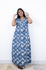 MANGAI Premium Cotton Printed Pleated Model Half Sleeve 3XL Size Nighties - Fancy Neck | With Side Pocket |Shrinkage Free Nighties | Trendy Collection's for Stylish Women's (3PZZ)