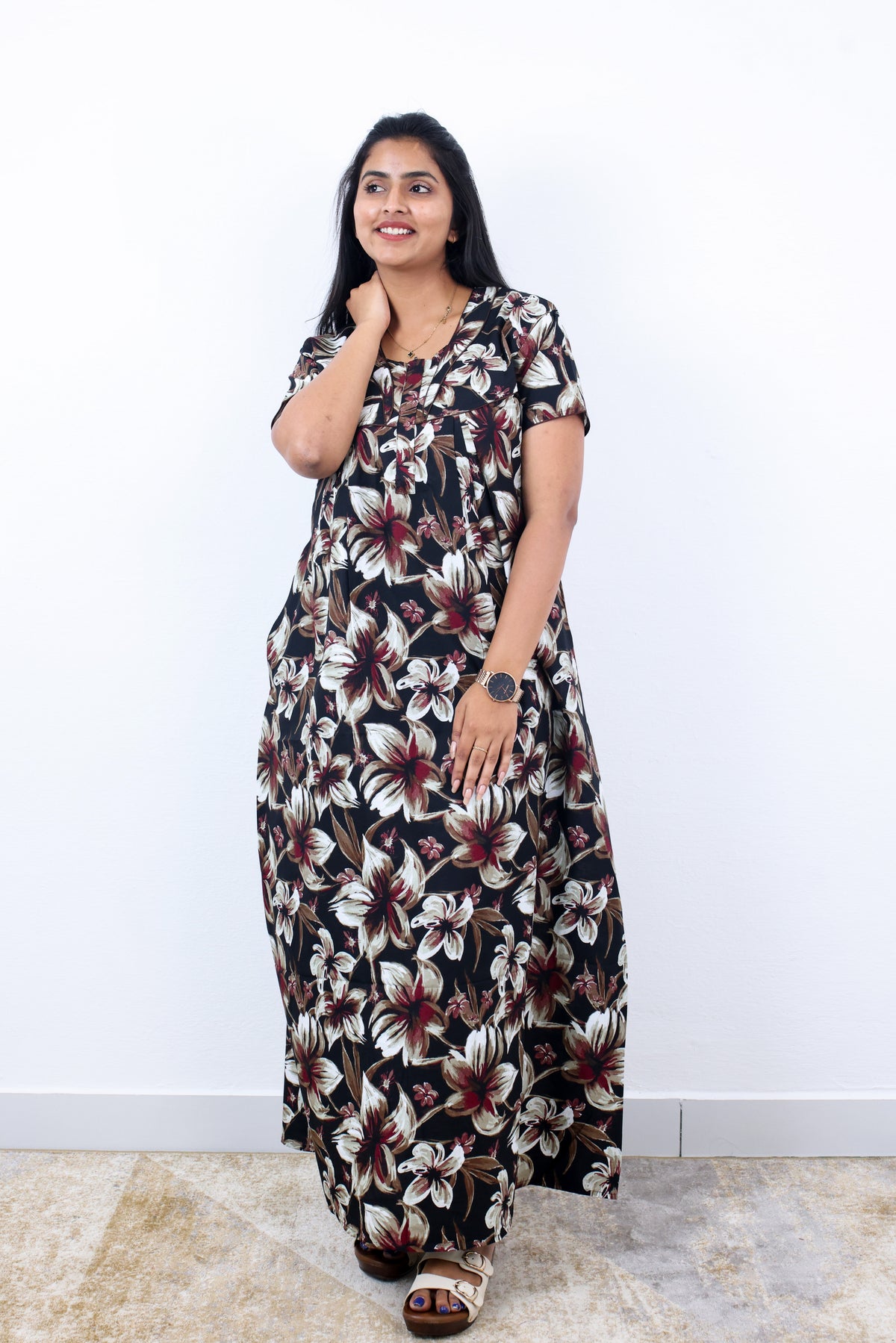 Regular Fit Cotton Pleated Nighties