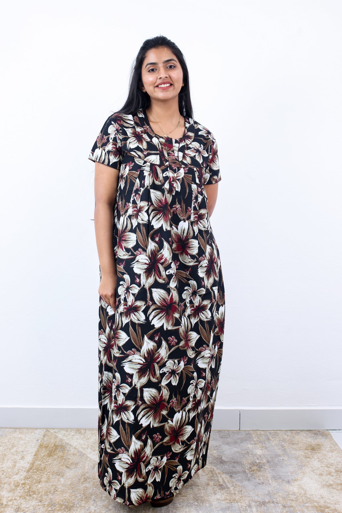 Cotton Printed Pleated Nighties