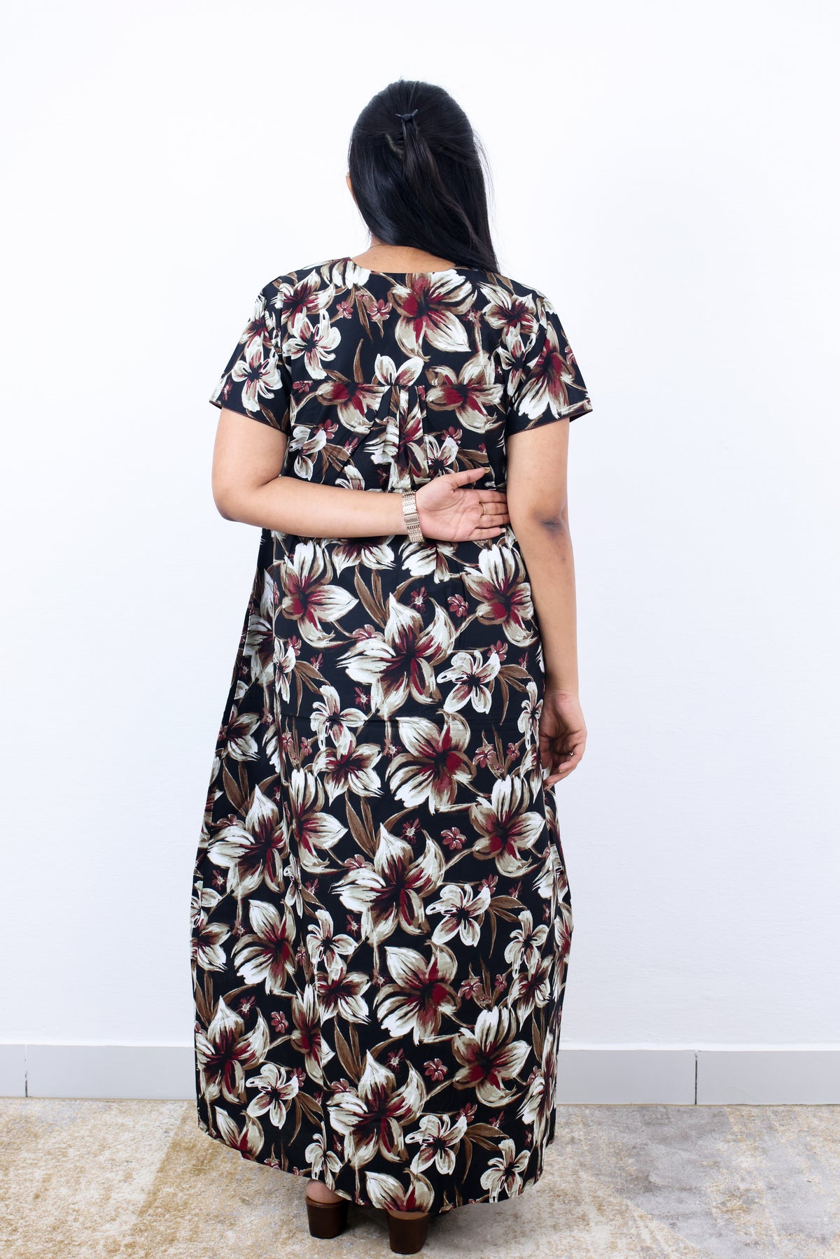 Regular Fit Cotton Printed Pleated Nighties