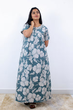 MANGAI Premium Cotton Printed Pleated Model Half Sleeve 3XL Size Nighties - Fancy Neck | With Side Pocket |Shrinkage Free Nighties | Trendy Collection's for Stylish Women's (3PZZ)