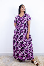 MANGAI Cotton Printed Pleated Nighties - All Over Printed Stylish Nighties | Side Cut Pocket | Front Open Zipper Type | Beautiful Nighties for Stylish Women's (SLB-P)