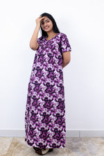 MANGAI Premium Cotton Printed Pleated Model Half Sleeve 3XL Size Nighties - Fancy Neck | With Side Pocket |Shrinkage Free Nighties | Trendy Collection's for Stylish Women's (3PZZ)