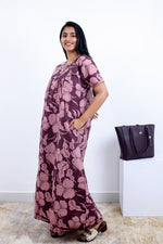MANGAI Cotton Printed Pleated Nighties - All Over Printed Stylish Nighties | Side Cut Pocket | Front Open Zipper Type | Beautiful Nighties for Stylish Women's (SLB-P)