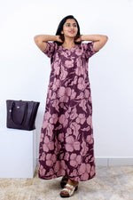 MANGAI Cotton Printed Pleated Nighties - All Over Printed Stylish Nighties | Side Cut Pocket | Front Open Zipper Type | Beautiful Nighties for Stylish Women's (SLB-P)