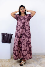 MANGAI Premium Cotton Printed Pleated Model Half Sleeve 3XL Size Nighties - Fancy Neck | With Side Pocket |Shrinkage Free Nighties | Trendy Collection's for Stylish Women's (3PZZ)