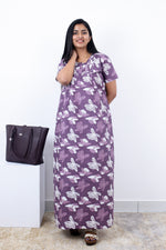 MANGAI Premium Cotton Printed Pleated Model Half Sleeve 3XL Size Nighties - Fancy Neck | With Side Pocket |Shrinkage Free Nighties | Trendy Collection's for Stylish Women's (3PZZ)