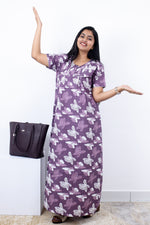 MANGAI Premium Cotton Printed Pleated Model Half Sleeve 3XL Size Nighties - Fancy Neck | With Side Pocket |Shrinkage Free Nighties | Trendy Collection's for Stylish Women's (3PZZ)