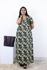 MANGAI Premium Cotton Printed Pleated Model Half Sleeve 3XL Size Nighties - Fancy Neck | With Side Pocket |Shrinkage Free Nighties | Trendy Collection's for Stylish Women's (3PZZ)