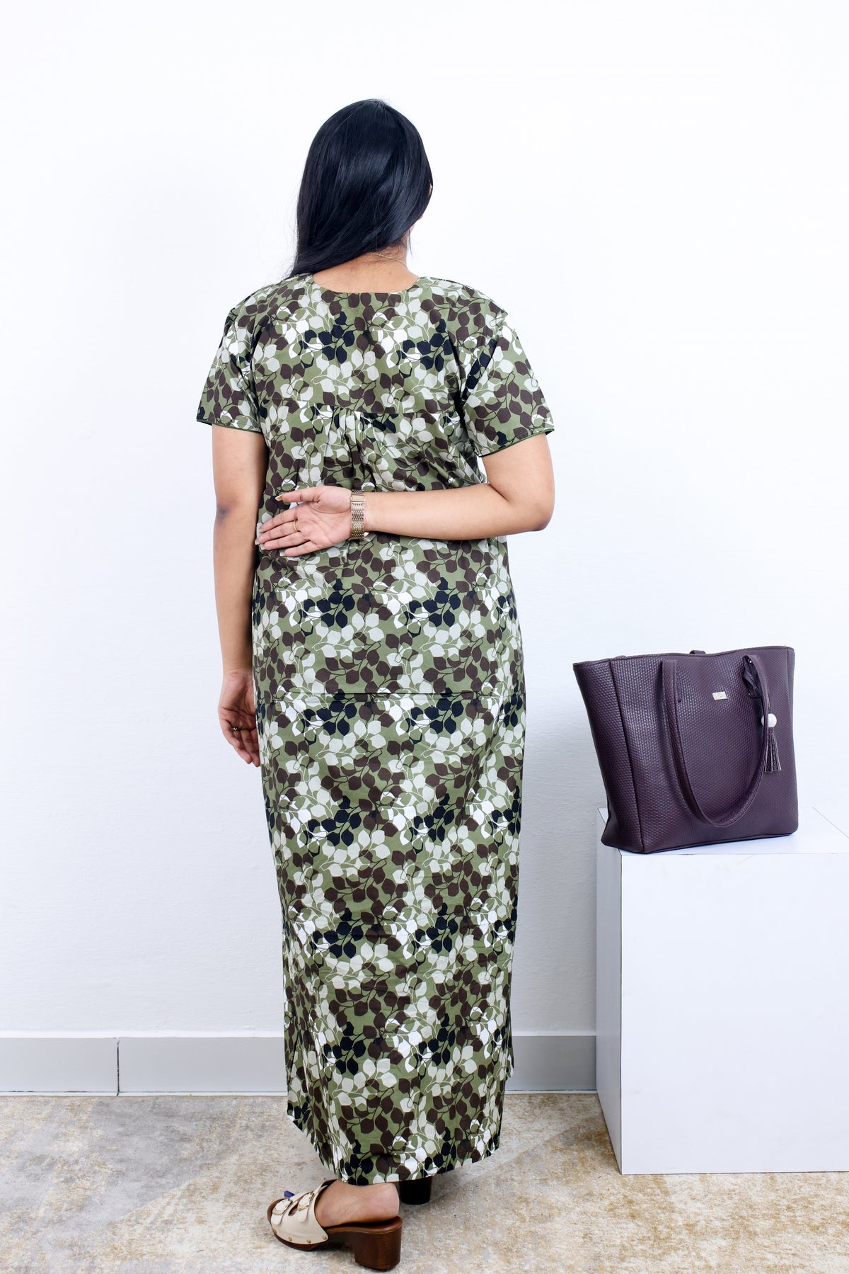 MANGAI Premium Cotton Printed Pleated Model Half Sleeve 3XL Size Nighties - Fancy Neck | With Side Pocket |Shrinkage Free Nighties | Trendy Collection's for Stylish Women's (3PZZ)