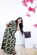 MANGAI Cotton Printed Pleated Nighties - All Over Printed Stylish Nighties | Side Cut Pocket | Front Open Zipper Type | Beautiful Nighties for Stylish Women's (SLB-P)