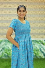 New Smocking Nighty | Stretchable Elastic Type | Beautiful Pleated Model | Side Pocket | Stylish Nighty for Stylish Women's (OM-RAH)