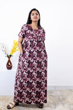 MANGAI Premium Cotton Printed Pleated Model Half Sleeve 3XL Size Nighties - Fancy Neck | With Side Pocket |Shrinkage Free Nighties | Trendy Collection's for Stylish Women's (3PZZ)