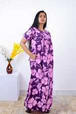 MANGAI Premium Cotton Printed Pleated Model Half Sleeve 3XL Size Nighties - Fancy Neck | With Side Pocket |Shrinkage Free Nighties | Trendy Collection's for Stylish Women's (3PZZ)