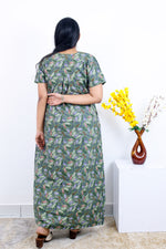 MANGAI Premium Cotton Printed Pleated Model Half Sleeve 3XL Size Nighties - Fancy Neck | With Side Pocket |Shrinkage Free Nighties | Trendy Collection's for Stylish Women's (3PZZ)