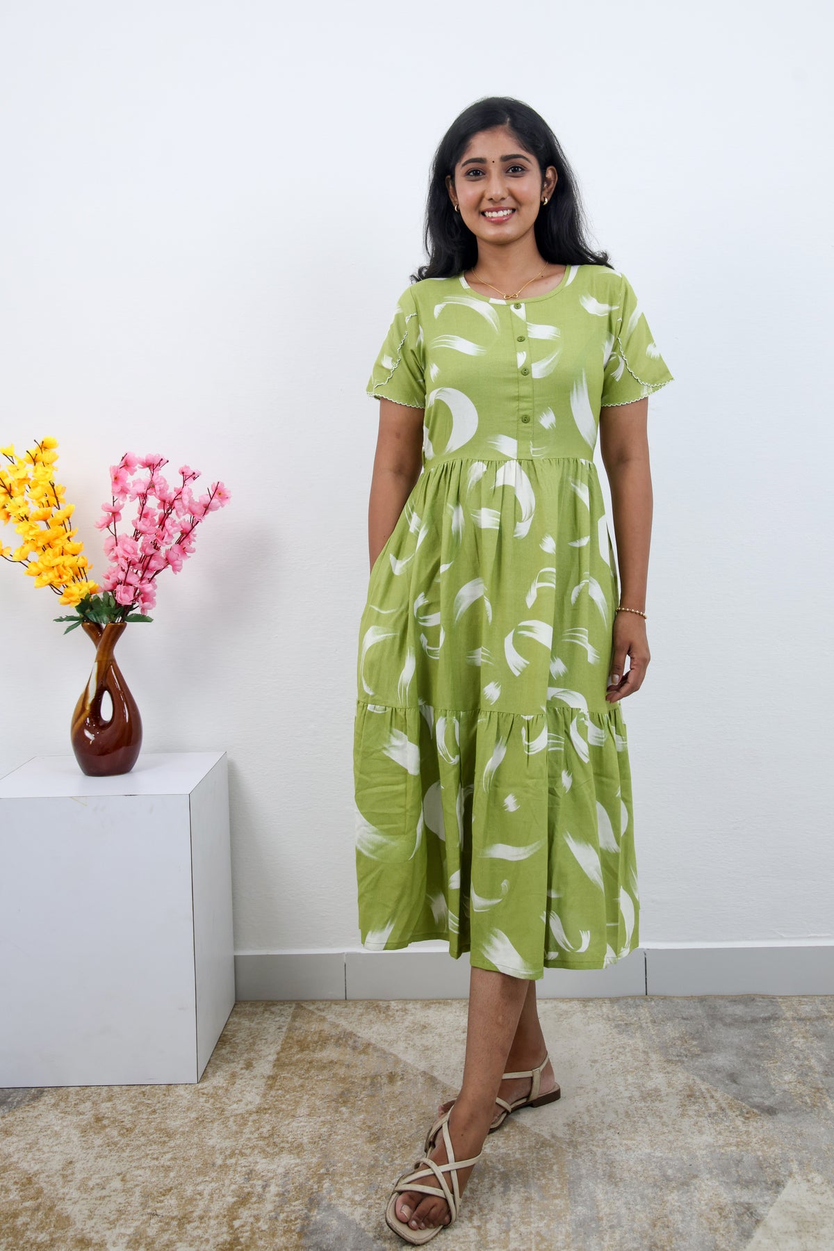 MANGAI new Premium Alpine MAXI Frock Nightgown's for Trending Collection's | Side Pocket with Back Tie Rope | Fancy Petal Sleeve's | Stylish Nightwear for Stylish Woman & Teenage Girl's  (MAL)