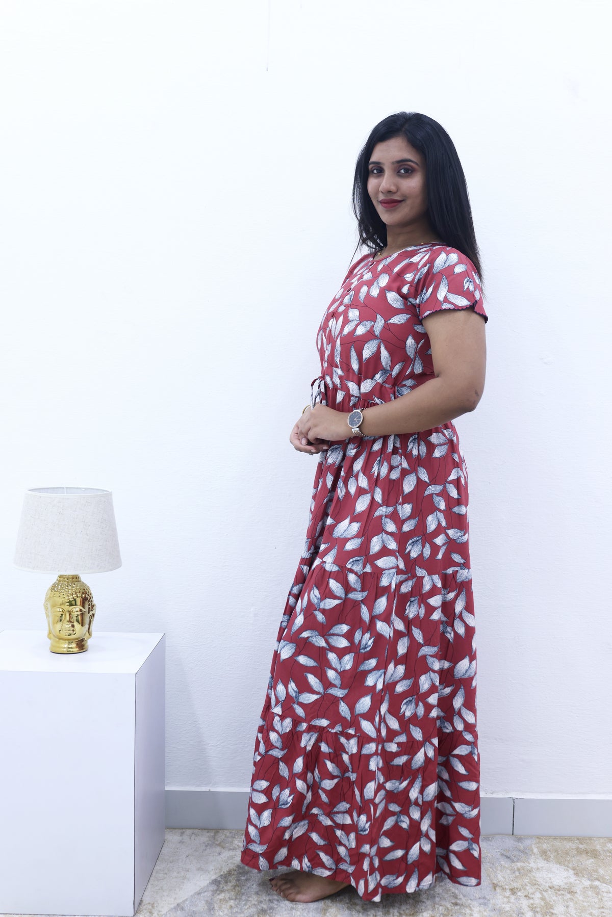 Imported Rayon Gathering Frock Model Night Gown's | Front Adjustable Gathering Style Rope Rope | Front Closed Button | Double Layer Sleeve | Trending Collection's for Stylish Women's (IRF)