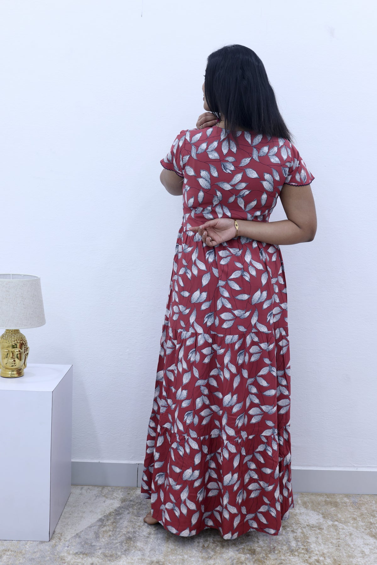 Imported Rayon Gathering Frock Model Night Gown's | Front Adjustable Gathering Style Rope Rope | Front Closed Button | Double Layer Sleeve | Trending Collection's for Stylish Women's (IRF)