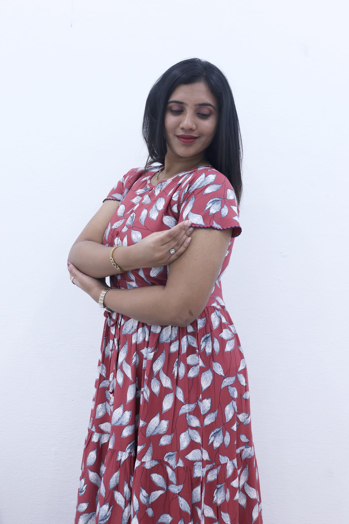 Imported Rayon Gathering Frock Model Night Gown's | Front Adjustable Gathering Style Rope Rope | Front Closed Button | Double Layer Sleeve | Trending Collection's for Stylish Women's (IRF)