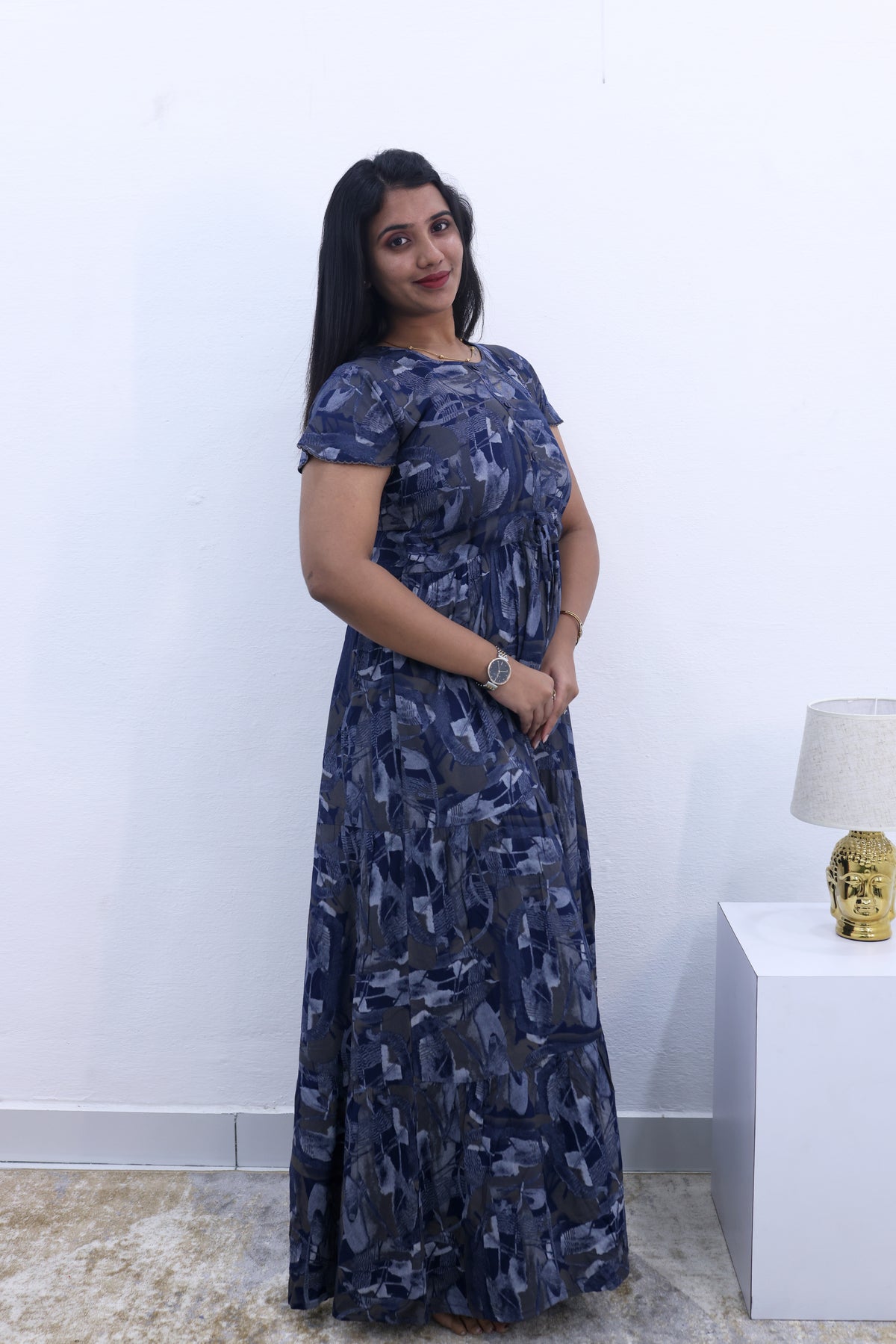Imported Rayon Gathering Frock Model Night Gown's | Front Adjustable Gathering Style Rope Rope | Front Closed Button | Double Layer Sleeve | Trending Collection's for Stylish Women's (IRF)