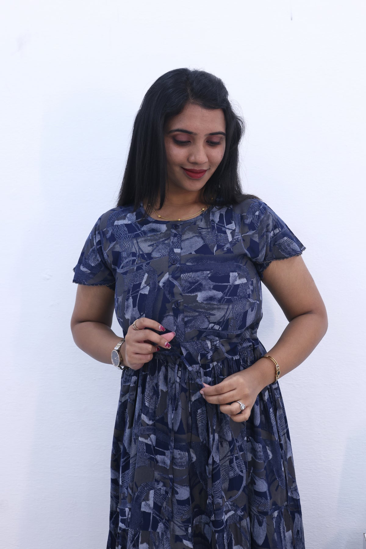 Imported Rayon Gathering Frock Model Night Gown's | Front Adjustable Gathering Style Rope Rope | Front Closed Button | Double Layer Sleeve | Trending Collection's for Stylish Women's (IRF)