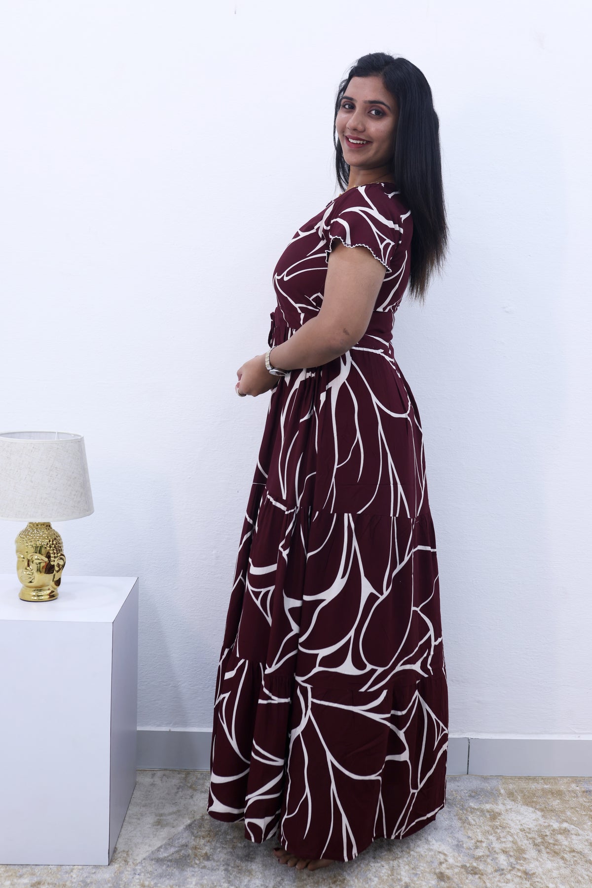 Imported Rayon Gathering Frock Model Night Gown's | Front Adjustable Gathering Style Rope Rope | Front Closed Button | Double Layer Sleeve | Trending Collection's for Stylish Women's (IRF)