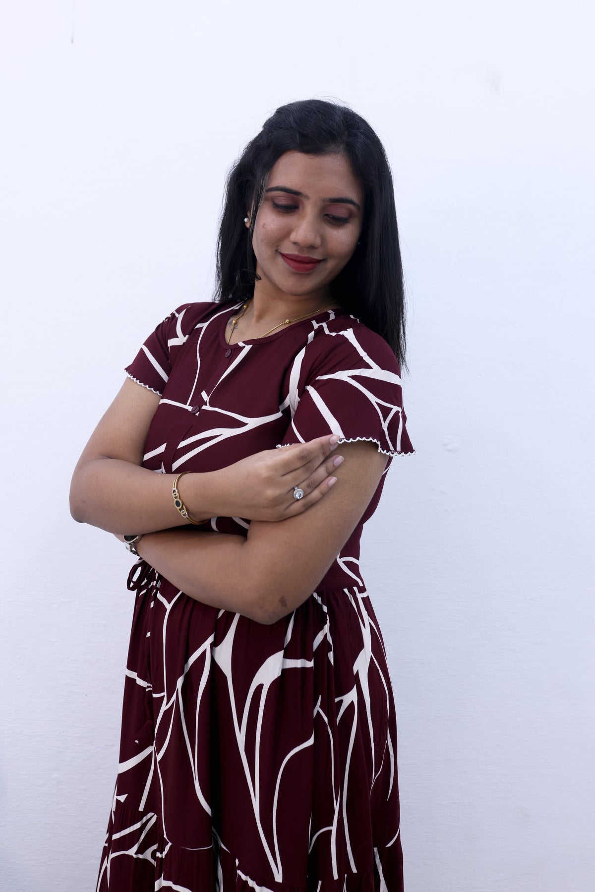 Imported Rayon Gathering Frock Model Night Gown's | Front Adjustable Gathering Style Rope Rope | Front Closed Button | Double Layer Sleeve | Trending Collection's for Stylish Women's (IRF)
