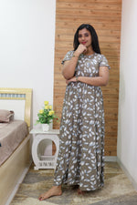 Imported Rayon Gathering Frock Model Night Gown's | Front Adjustable Gathering Style Rope Rope | Front Closed Button | Double Layer Sleeve | Trending Collection's for Stylish Women's (IRF)