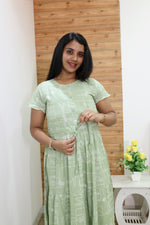 Imported Rayon Gathering Frock Model Night Gown's | Front Adjustable Gathering Style Rope Rope | Front Closed Button | Double Layer Sleeve | Trending Collection's for Stylish Women's (IRF)