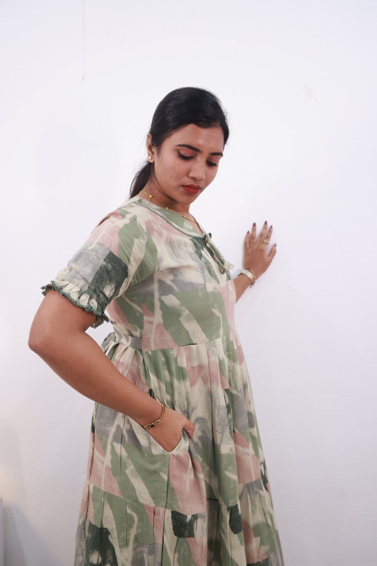 Mangai 3 Layer Frock Model Nighties Soft and smooth Premium Quality Rayon Material , Fancy Frilled Sleeve Side Pocket , Back tie Rope Stylish Collection's for Trendy Women's (MRK)