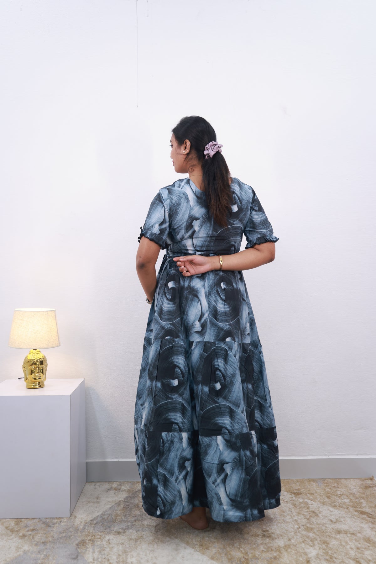 Mangai 3 Layer Frock Model Nighties Soft and Smooth Premium Quality Rayon Material , Fancy Frilled Sleeve Side Pocket , Back tie Rope Stylish Collection's for Trendy Women's (MRK)