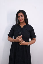 Mangai 3 Layer Frock Model Nighties Soft and Smooth Premium Quality Rayon Material , Fancy Frilled Sleeve, Side Pocket , Back tie Rope , Stylish Collection's for Trendy Women's (MRK)