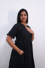 Mangai 3 Layer Frock Model Nighties Soft and Smooth Premium Quality Rayon Material , Fancy Frilled Sleeve, Side Pocket , Back tie Rope , Stylish Collection's for Trendy Women's (MRK)