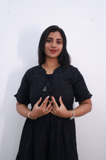 Mangai 3 Layer Frock Model Nighties Soft and Smooth Premium Quality Rayon Material , Fancy Frilled Sleeve, Side Pocket , Back tie Rope , Stylish Collection's for Trendy Women's (MRK)