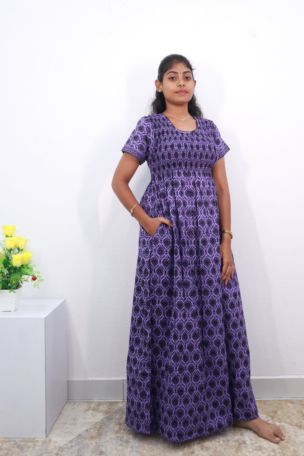 Soft Cotton Stretchable Smocking Nighties for New Arrivals | Daily Comforts & Light Weighted Elastic Nighties| Smocking Nightgown for Trendy Women's (SCT)