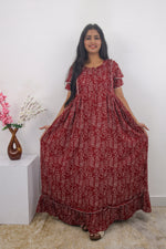 MANGAI Rayon Frock Nighties | Front Open Lengthy Zipper Comforts Feeding | Fancy Double Layered Sleeve's | Post & Pre Pregnancy's and Casual Wear | Side Pocket |Versatile Rayon Frock Night Gown's for Stylish Women's (RPW)