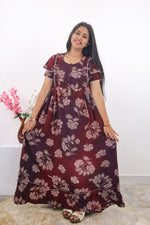 MANGAI Rayon Frock Nighties | Front Open Lengthy Zipper Comforts Feeding | Fancy Double Layered Sleeve's | Post & Pre Pregnancy's and Casual Wear | Side Pocket |Versatile Rayon Frock Night Gown's for Stylish Women's (RPW)