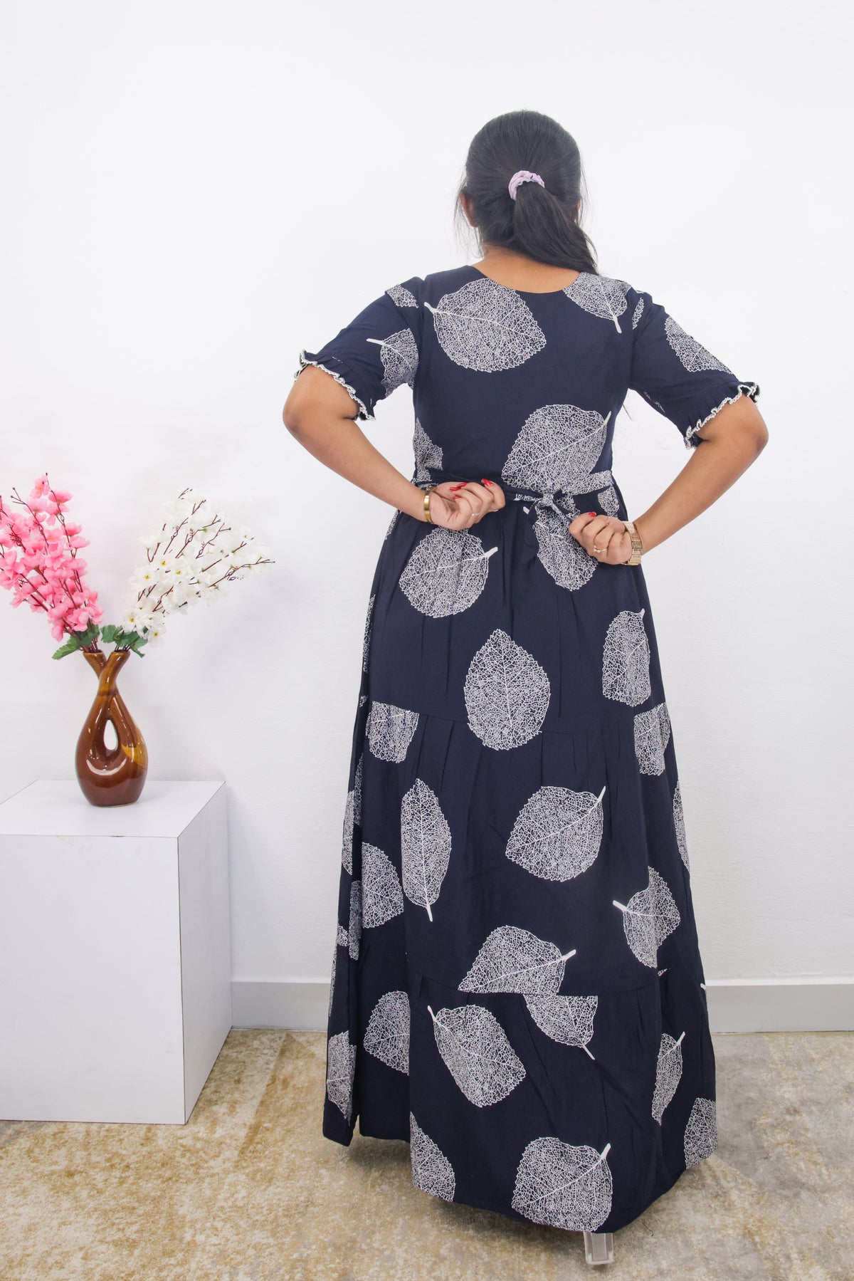 Mangai 3 Layer Frock Model Nighties Soft and Smooth Premium Quality Rayon Material , Fancy Frilled Sleeve, Side Pocket , Back tie Rope , Stylish Collection's for Trendy Women's (MRK)