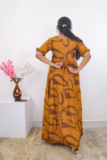 Mangai 3 Layer Frock Model Nighties Soft and Smooth Premium Quality Rayon Material , Fancy Frilled Sleeve, Side Pocket , Back tie Rope , Stylish Collection's for Trendy Women's (MRK)