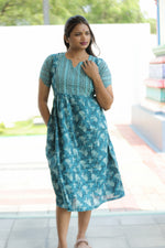 New Katha Printed Stylish Feeding Maxi with Soft Cotton Fabric, V-Cut Neck & Back Tie-Up Rope MAXI Feeding Frock (KFM)