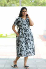 New Katha Printed Stylish Feeding Maxi with Soft Cotton Fabric, V-Cut Neck & Back Tie-Up Rope MAXI Feeding Frock (KFM)