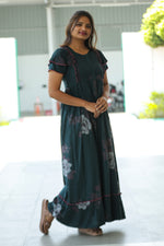 MANGAI Rayon Frock Nighties | Front Open Lengthy Zipper Comforts Feeding | Fancy Double Layered Sleeve's | Post & Pre Pregnancy's and Casual Wear | Side Pocket |Versatile Rayon Frock Night Gown's for Stylish Women's (RFF)