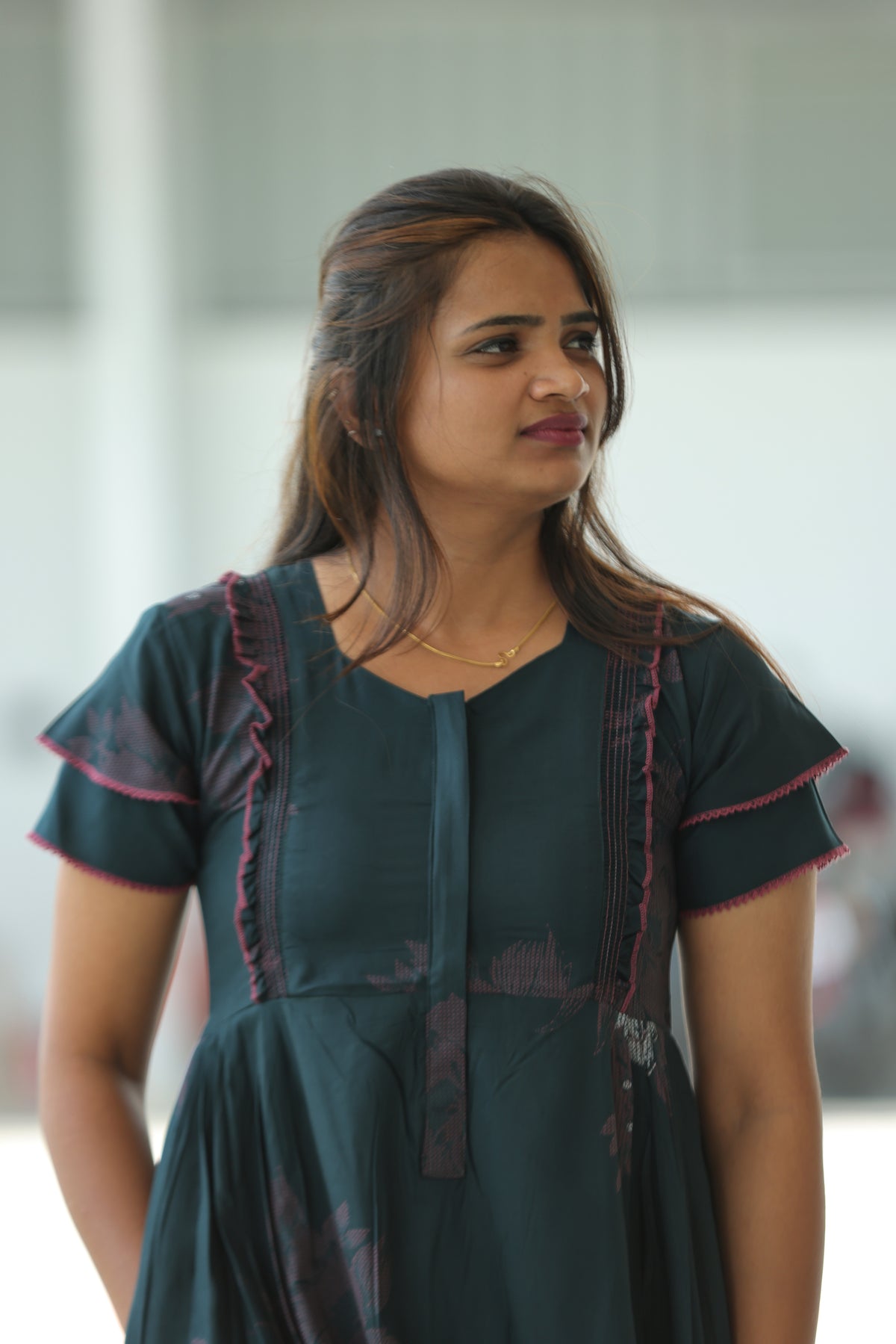 MANGAI Rayon Frock Nighties | Front Open Lengthy Zipper Comforts Feeding | Fancy Double Layered Sleeve's | Post & Pre Pregnancy's and Casual Wear | Side Pocket |Versatile Rayon Frock Night Gown's for Stylish Women's (RFF)