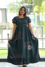 MANGAI Rayon Frock Nighties | Front Open Lengthy Zipper Comforts Feeding | Fancy Double Layered Sleeve's | Post & Pre Pregnancy's and Casual Wear | Side Pocket |Versatile Rayon Frock Night Gown's for Stylish Women's (RFF)