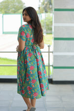 New Katha Printed Stylish Feeding Maxi with Soft Cotton Fabric, V-Cut Neck & Back Tie-Up Rope MAXI Feeding Frock (KFM)
