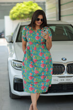 New Katha Printed Stylish Feeding Maxi with Soft Cotton Fabric, V-Cut Neck & Back Tie-Up Rope MAXI Feeding Frock (KFM)