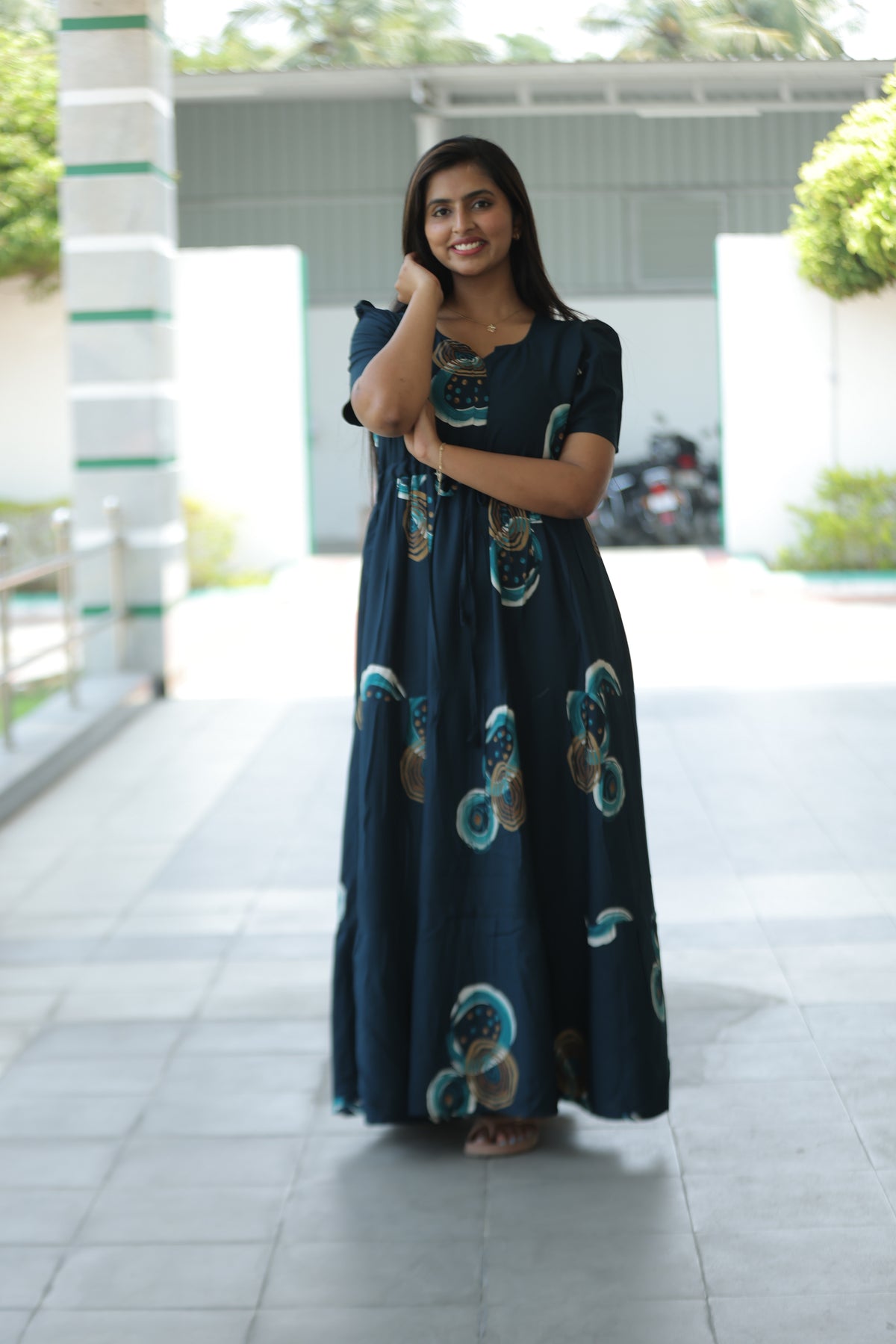 Stylish Arrivals Rayon Gathering Frock Model Night Gown's | Front Adjustable Gathering Style Rope | Puff Sleeve | Trending Collection's for Stylish Women's (FKG)